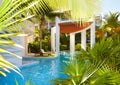 Swimming pool at caribbean resort.