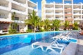 Swimming pool at caribbean resort.