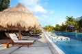 Swimming pool at caribbean resort. Royalty Free Stock Photo