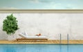 Swimming pool with chaise lounge Royalty Free Stock Photo