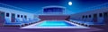 Swimming pool on cruise liner at night, ship deck Royalty Free Stock Photo