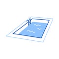 Swimming pool doodle. Hand drawn sketch doodle style swimming pool. Blue pen line stroke isolated element. Summer, water Royalty Free Stock Photo