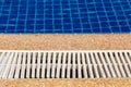 Swimming pool edge overflow drain white grating