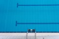 Swimming pool edge with steel ladder