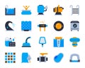 Pool Equipment simple flat color icons vector set