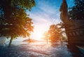 Swimming pool at exotic tropical resort. Exotic garden. Royalty Free Stock Photo