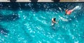 Swimming pool and father and daughter and playing together. Royalty Free Stock Photo