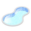 Swimming pool figure eight shaped with water blue isometric icon. Hotel, house, spa place for bathing.