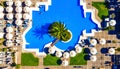 Swimming pool full of people having fun, view from above. Royalty Free Stock Photo