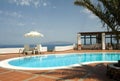 Swimming pool greek islands santorini Royalty Free Stock Photo