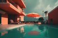 Swimming pool in hotel in the retro color environment Royalty Free Stock Photo