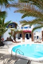 Swimming pool of hotel in traditional Greek style Royalty Free Stock Photo