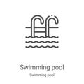 swimming pool icon vector from swimming pool collection. Thin line swimming pool outline icon vector illustration. Linear symbol Royalty Free Stock Photo