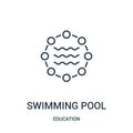 swimming pool icon vector from education collection. Thin line swimming pool outline icon vector illustration Royalty Free Stock Photo