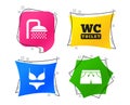 Swimming pool icons. Shower and swimwear signs. Vector Royalty Free Stock Photo