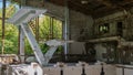 Swimming pool inside destroyed abandoned building House of Culture Energetik