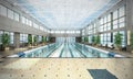 Swimming pool interior 3d render image Royalty Free Stock Photo