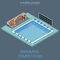Swimming pool interior swim competition flat 3d isometric Royalty Free Stock Photo