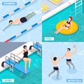 Swimming Pool Isometric Concept Icons Set Royalty Free Stock Photo