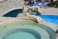 Swimming pool with jacuzzi at luxury hotel, Greece. Royalty Free Stock Photo