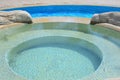 Swimming pool with jacuzzi at luxury hotel, Greece. Royalty Free Stock Photo