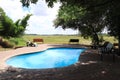 Swimming pool with landscape view in maun, botswana