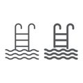 Swimming pool line and glyph icon, water and sport, ladder sign, vector graphics, a linear pattern on a white background Royalty Free Stock Photo