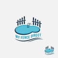 Swimming Pool Logo Design Template With a Black Aluminum Fence Around It.