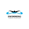 swimming pool logo vector icon, swimmer athlete, concept inspiration Royalty Free Stock Photo