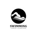 swimming pool logo vector icon, swimmer athlete, concept inspiration Royalty Free Stock Photo