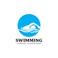 swimming pool logo vector icon, swimmer athlete, concept inspiration Royalty Free Stock Photo