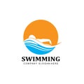 swimming pool logo vector icon, swimmer athlete, concept inspiration Royalty Free Stock Photo