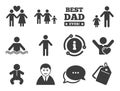 People, family icons. Swimming pool sign. Vector