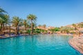 A swimming pool in a luxurious hotel on the shores of Dead Sea in Jordan.
