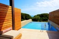 Swimming pool by luxury sea view villa Royalty Free Stock Photo