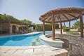 Swimming pool at at luxury tropical holiday villa resort Royalty Free Stock Photo