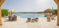 Swimming pool at at luxury tropical holiday villa Royalty Free Stock Photo