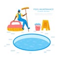 Swimming pool searvcice flat concept Royalty Free Stock Photo