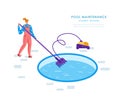 Swimming pool searvcice flat concept Royalty Free Stock Photo