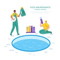 Swimming pool searvcice flat concept Royalty Free Stock Photo