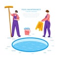 Swimming pool searvcice flat concept Royalty Free Stock Photo