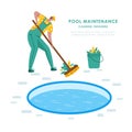 Swimming pool searvcice flat concept Royalty Free Stock Photo