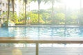Swimming pool in morning with a rising sun at horizontal composition Royalty Free Stock Photo