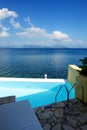 The swimming pool near beach at luxury hotel Royalty Free Stock Photo