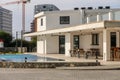 swimming pool near a cafe in a residential complex 1 Royalty Free Stock Photo