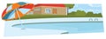 Swimming pool near house. Illustration for internet and mobile website Royalty Free Stock Photo