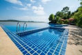 Swimming pool near Khong river with blue sky