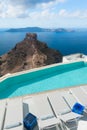 Swimming Pool near Skaros Rock on Santorini Greece Royalty Free Stock Photo