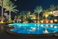 Swimming pool at night in one of the hotels near beach, Sharm El Sheikh, Egypt Royalty Free Stock Photo