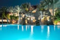 Swimming pool at night in Sharm el Sheikh, Egypt Royalty Free Stock Photo